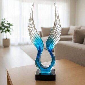 BLUE ABSTRACT WINGS DECOR